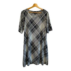 R & K Originals Women's Gray Plaid Short Sleeve Dress Size X-Large